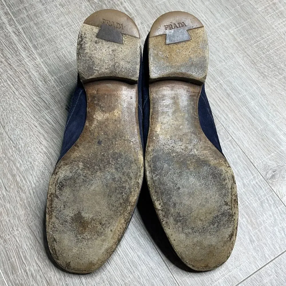 PRADA Midnight Suede Lace Up Desert Ankle Boots - Picture 8 of 11